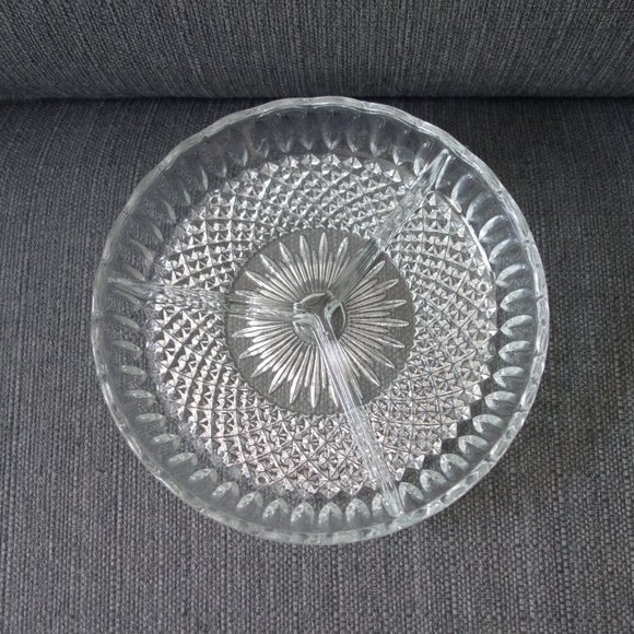 Glass Three Section Serving Dish - Picture 1 of 7
